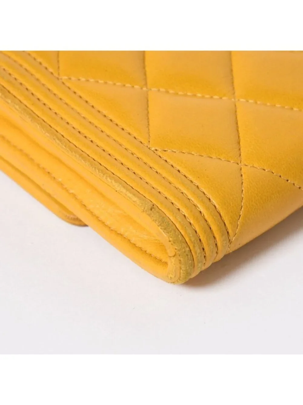 Chanel Boy Wallet CC Logo Lambskin Yellow Gold